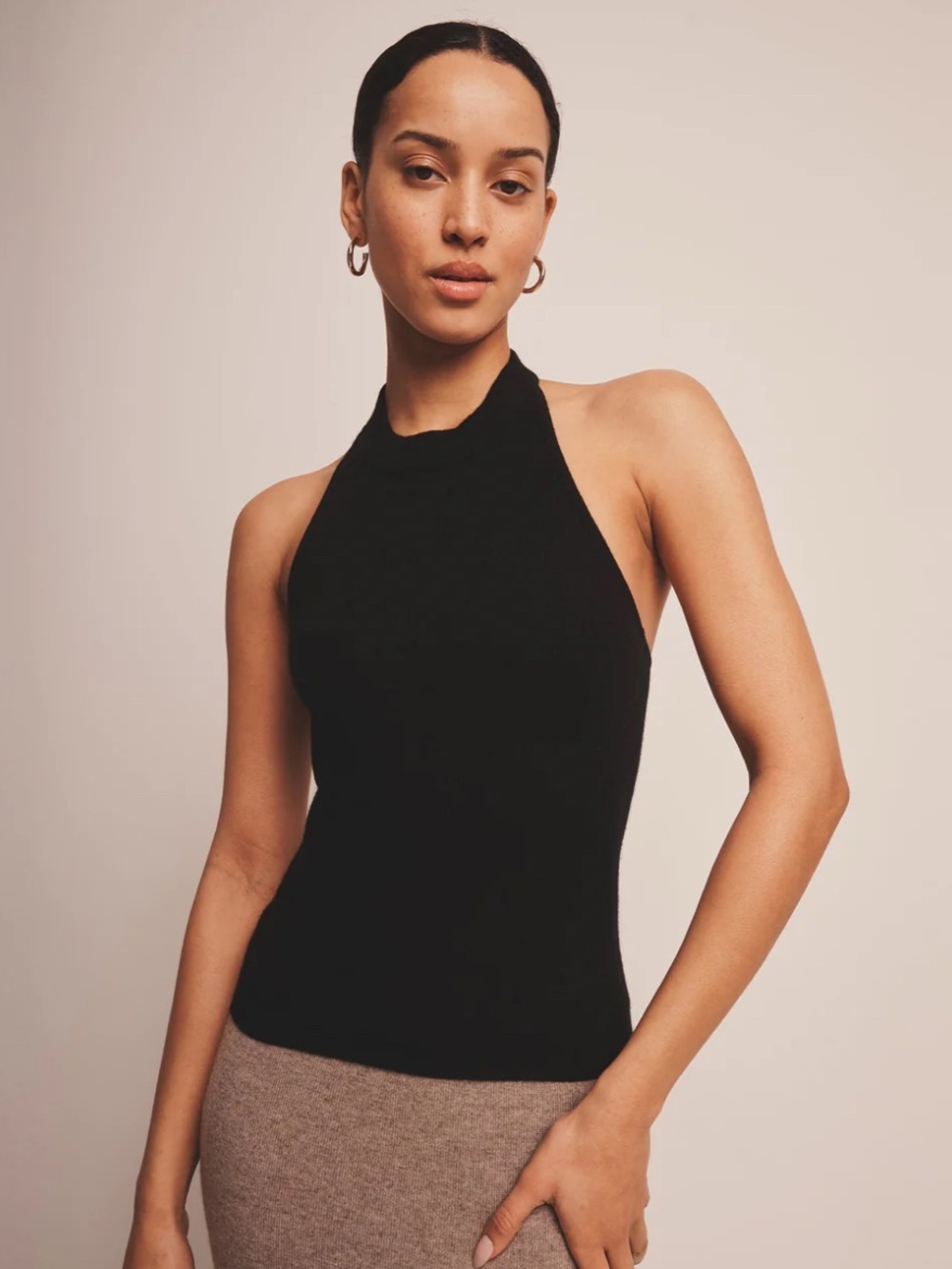 NAADAM Signature Cashmere Black Halter Tank Top M